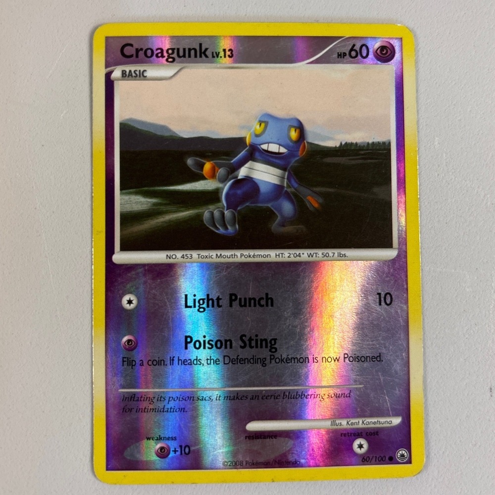 Pokemon Croagunk 60/100 Majestic Dawn Reverse Holo LV.13 2008 Card